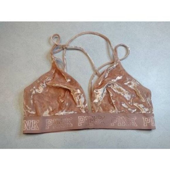 Victoria's Secret PINK size L Light Pink Faux Velour Bralette - Picture 1 of 3